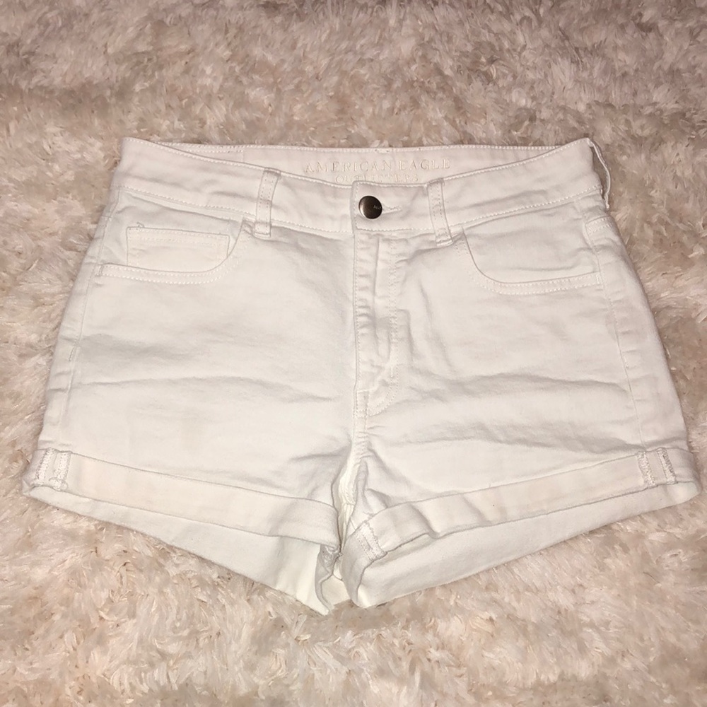 AEO High Rise White Shorts